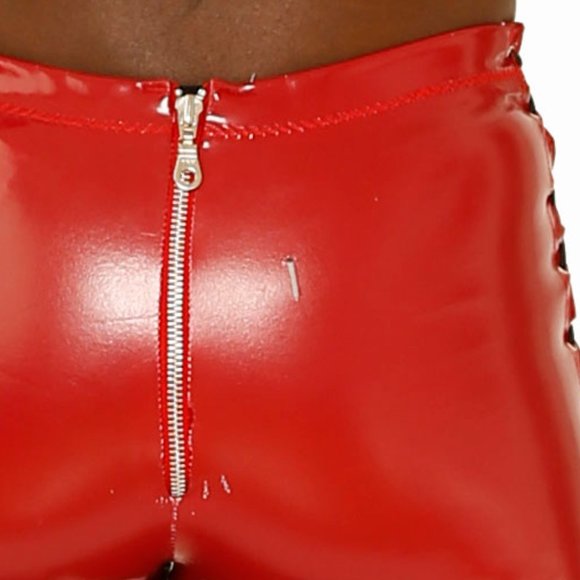 2 FOR 1 PVC Biker Shorts w/ Side Lace-up - Picture 4 of 14